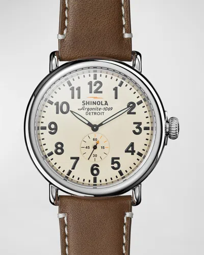 Shinola Men's 47mm Runwell Men's Watch, Cream/dark Brown
