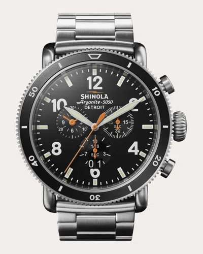 Shinola Men's Black Blizzard Runwell 48mm Chronograph Watch Rubber In Multi