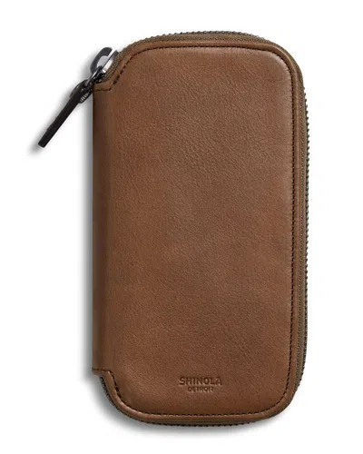 Shinola Men's Heritage Leather Travel Watch Case In Medium Brown