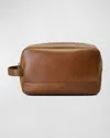 Shinola Men's Navigator Leather Zip Travel Kit Bag In Brown