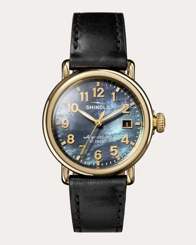 Shinola Men's Runwell 36mm Leather-strap Watch In Black