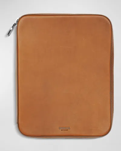 Shinola Men's Tech Portfolio Leather Zip Pouch In Tan