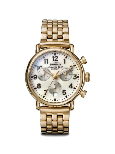 Shinola Mother-of-pearl 38mm Watch In Gold