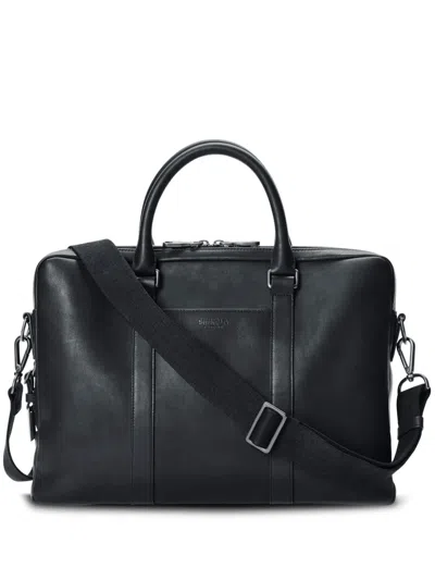 Shinola Zip-up Leather Laptop Bag In Black