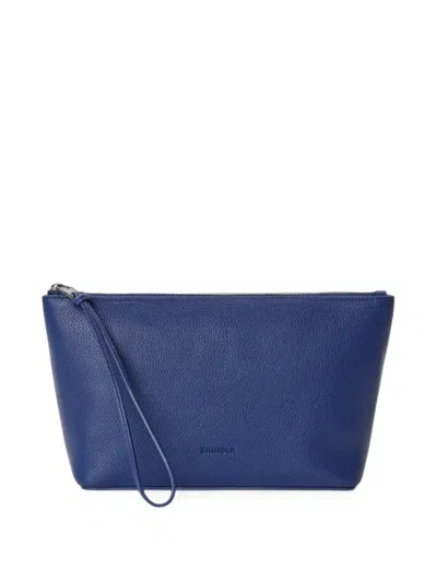 Shinola Pebbled Leather Cosmetic Case In Blue