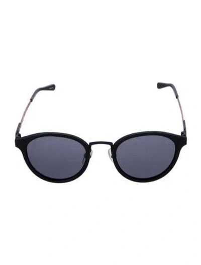 Pre-owned Shinola Round Mirrored Sunglasses In Black