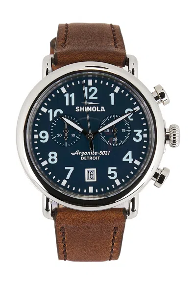 SHINOLA RUNWELL 2 EYE CHRONO 41MM WATCH BRITISH TAN LEATHER STRAP