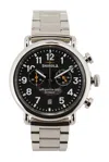Shinola Runwell 2 Eye Chrono 41mm Watch Silver Bracelet