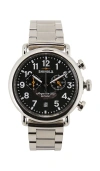 Shinola Runwell 2 Eye Chrono 41mm Watch Silver Bracelet