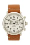 Shinola Runwell 2 Eye Chrono 47mm Watch Camel Leather Strap