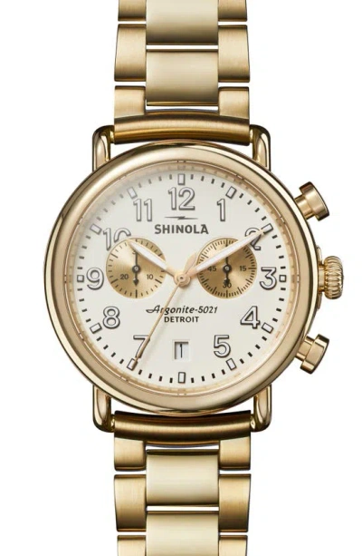 Shinola Runwell 2 Eye Chronograph Bracelet Watch, 41mm In Gold