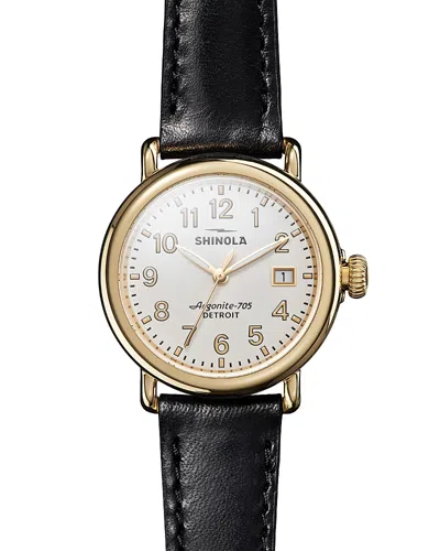 Shinola Runwell 3hd Leather Strap Watch, 36mm In White