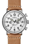 Shinola Runwell Chronograph Leather Strap Watch, 47mm In Beige