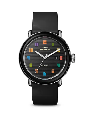 Shinola Runwell Detrola 3hd Rubber Strap Watch, 41mm In Black