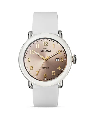 Shinola Runwell Detrola 3hd Rubber Strap Watch, 41mm In White