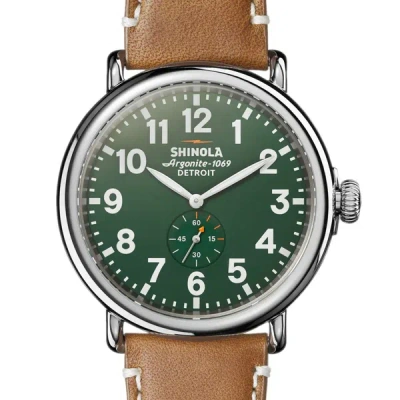 Pre-owned Shinola Runwell Green Dial Leather Strap Men's Watch S0110000038