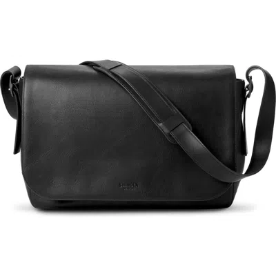 Shinola Leather Messenger Bag In Black