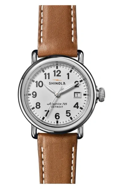 Shinola Runwell Leather Strap Watch, 36mm In Brown
