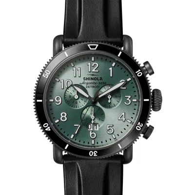 Shinola Runwell Sport Chronograph Rubber Strap Watch, 48mm In Cypress Green