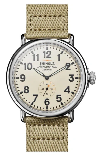 Shinola Runwell Sub Second Nylon Strap Watch, 47mm In Light Beige