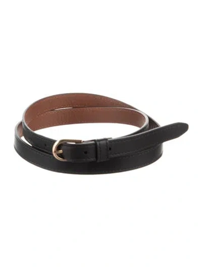 Pre-owned Shinola Skinny Leather Waist Belt In Black