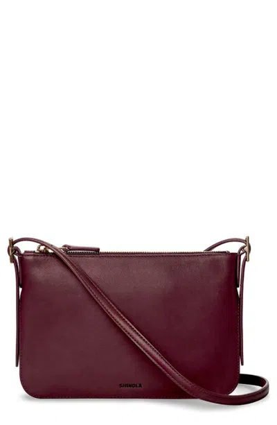 Shinola Small Bixby Accordion Leather Crossbody Bag In Burgundy
