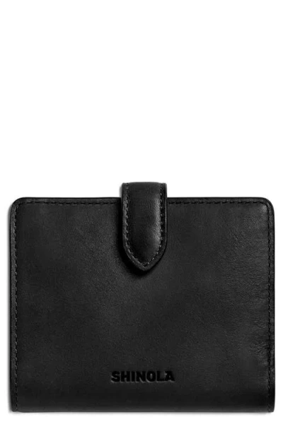 Shinola Small Leather Bifold Snap Wallet In Black