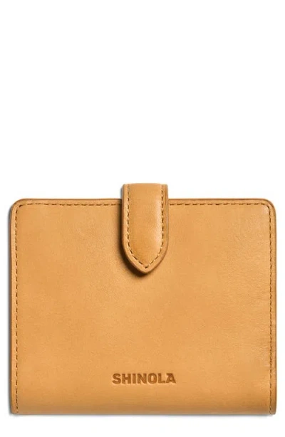Shinola Small Leather Bifold Snap Wallet In Brown