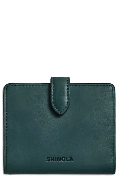Shinola Small Leather Bifold Snap Wallet In Blue