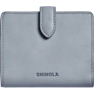 Shinola Small Leather Bifold Snap Wallet In Gray
