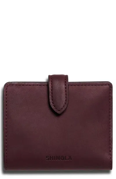 Shinola Small Leather Bifold Snap Wallet In Burgundy
