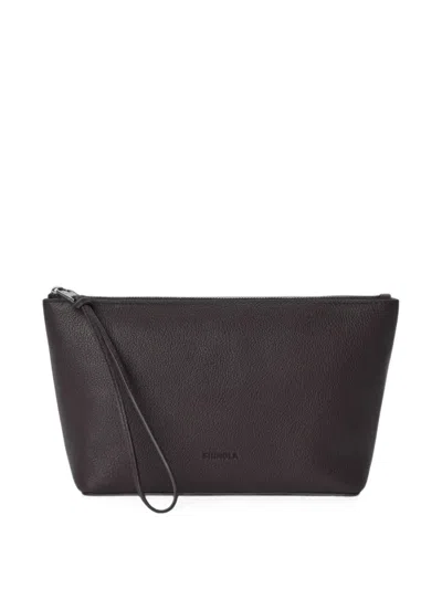 Shinola Small Pebbled Leather Cosmetic Case In Brown