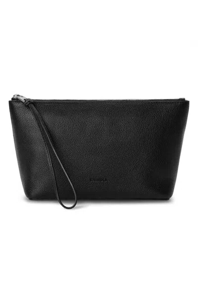 Shinola Small Zip Pebbled Leather Cosmetic Case In Black