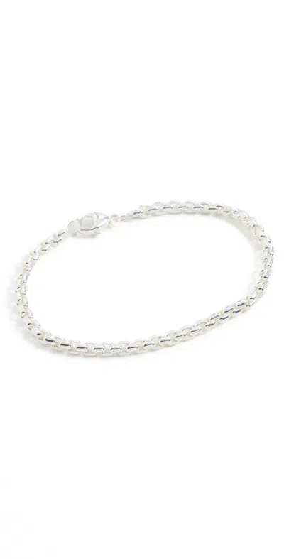 Shinola Sterling Silver Box Chain Bracelet 4mm Sterling Silver