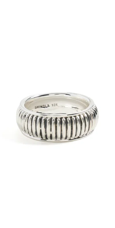 Shinola Sterling Silver Coin Edge Band 10mm Sterling Silver