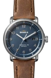 Shinola Men's The Canfield Model C56 Stainless Steel & Leather Strap Watch In Brown