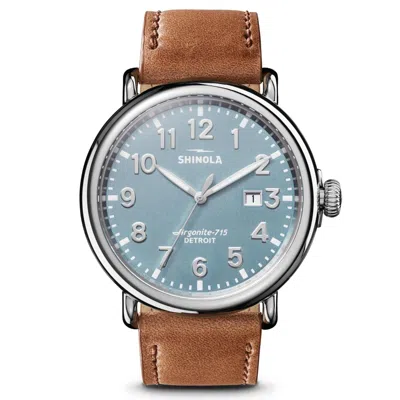 Pre-owned Shinola The Runwell 47mm Light Blue Dial Watch S0120183144