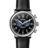 Shinola The Runwell Chrono Leather Strap Watch, 47mm In Black/silver