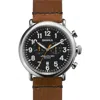 Shinola The Runwell Chrono Leather Strap Watch, 47mm In Brown/black/silver