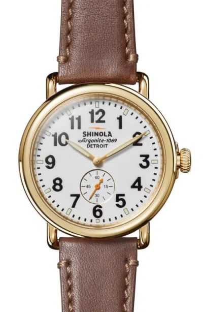 Shinola The Runwell Leather Strap Watch, 41mm In Brown