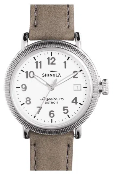 Shinola The Runwell Leather Strap Watch, 47mm In Cool Gray
