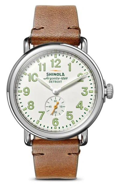 Shinola Men's The Runwell Leather-strap Watch, 41mm In Alabaster