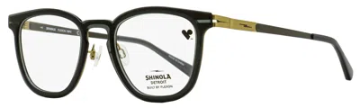 Shinola Unisex Flexon Keyhole Eyeglasses Sh37001 012 Crystal Carbon 50mm In Black