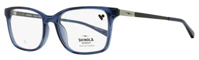Shinola Unisex Flexon Rectangular Eyeglasses Sh37003 413 Crystal Blue 53mm In Multi