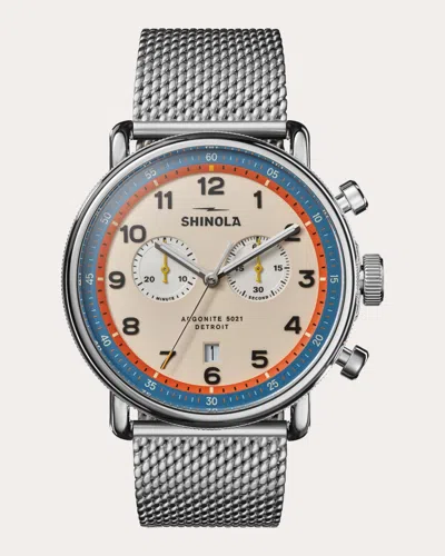 Shinola Women's Canfield C56 43mm Two-eye Chronograph Watch In Metallic