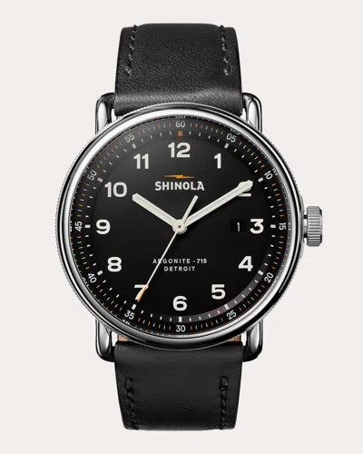 Shinola Women's Canfield Model C56 43mm Leather-strap Watch In Black