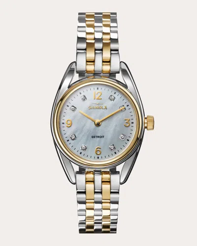 Shinola Women's Diamond & Mother Of Pearl Derby 30mm Watch In Metallic