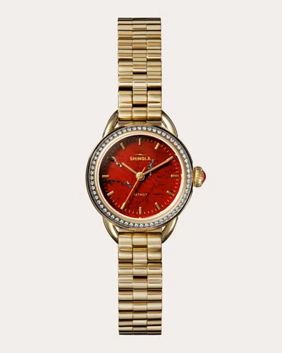 Shinola Women's Diamond & Red Jasper Gilda Runabout 25mm Watch In Gold