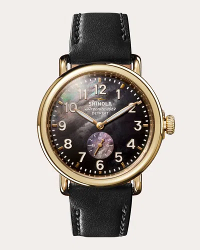 Shinola Women's Mother Of Pearl Runwell 41mm Sub-second Watch In Black