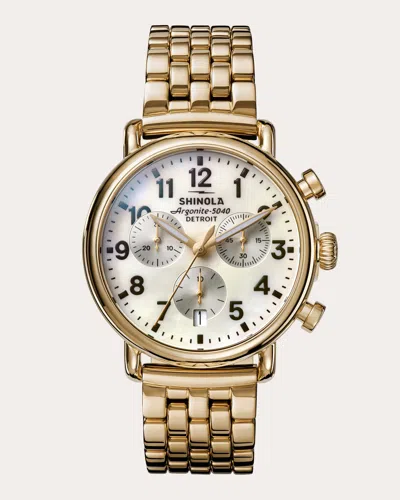 Shinola Women's Runwell 37mm Three-eye Chronograph Watch In Gold